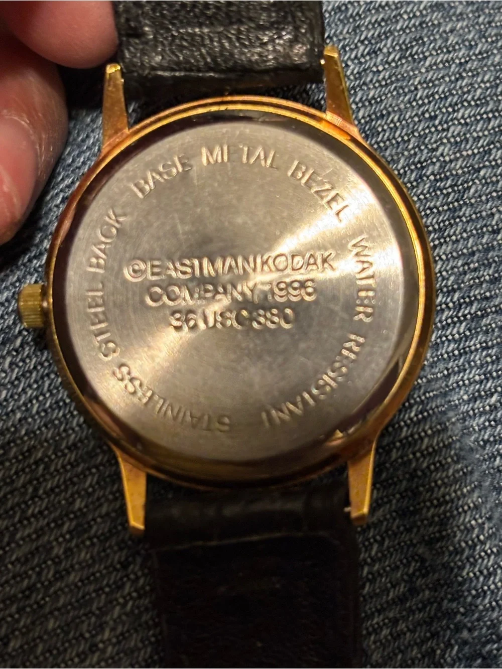 Kodak Gold and Black Kodak Logo Dress Watch